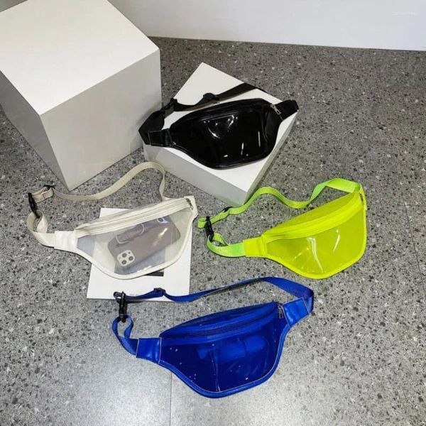 Marsupi Borsa trasparente impermeabile con cerniera Confezione stile cinese Cintura a mezzaluna Tracolla in PVC da viaggio sul petto