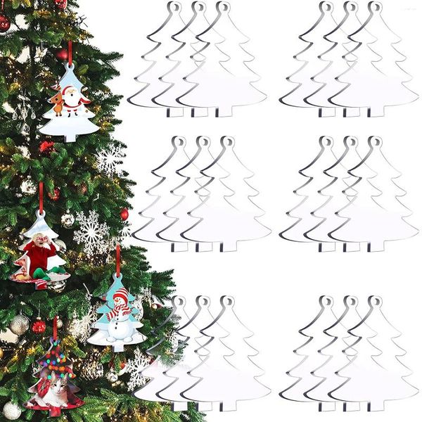 Party Favor 30/50PCS 3 Zoll Acryl Weihnachtsbaum Schlüsselanhänger Blanko Kreis Klare Dekoration Ornament Rohlinge Basteln