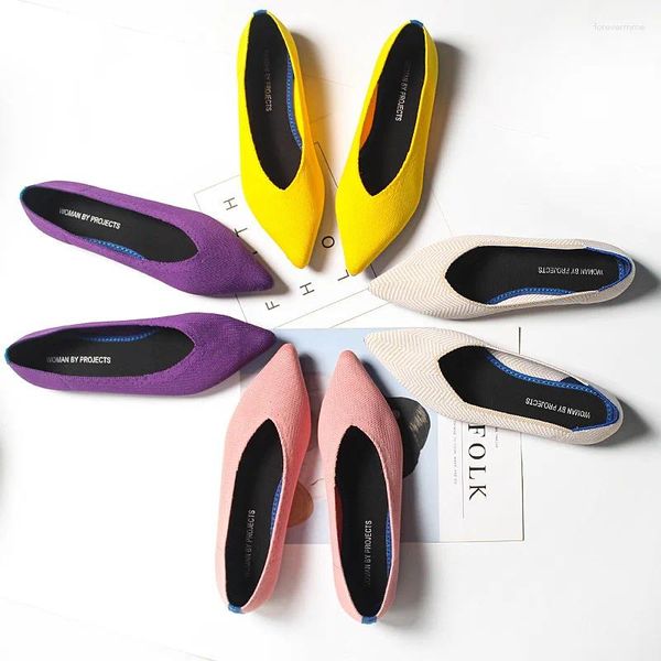 Lässige Schuhe Frauen Flats 2024 Spring Mode Slip auf flachen Slasspitzen Zehen flaches Ballett weiche Ballerina Frau MUJER