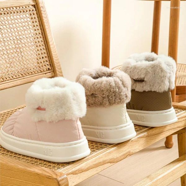 Scarpe casual 2024 Stivali invernali da donna High Top Unisex Furry Outside Addensare Peluche Tenere al caldo Tacchi spessi Plus Size Coppie Neve