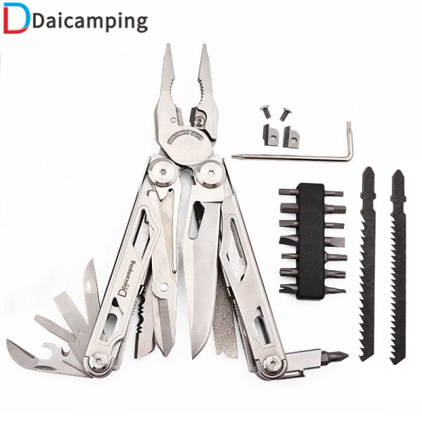 Handgereedschapssets Daicamping Dl30 Peças substituíveis Conjunto de ferramentas multimanuais Multiferramentas Facas dobráveis Cortadores de tesoura Edc Survival Gear Alicate manual