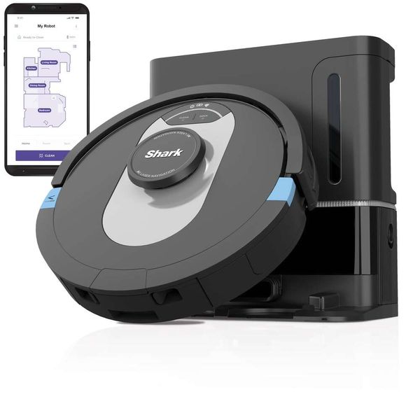 Shark RV2502AE AI Ultra Robot Vacuum XL HEPA Самоопорожняющееся основание, без мешка, емкость на 60 дней, лидарная навигация, картографирование умного дома, сверхчистый, идеально подходит для шерсти домашних животных,