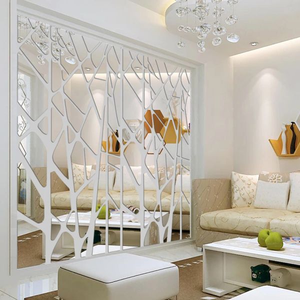 Aufkleber DIY kreative geometrische Muster Spiegeloberfläche Wandaufkleber für Esszimmer Wohnzimmer Dekoration Wanddekor 3D Wandtattoo Kunst