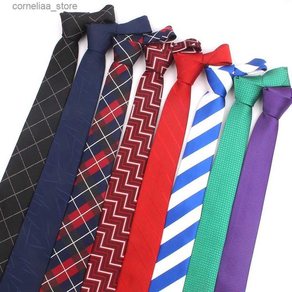 Cravatte Cravatte Cravatte sottili per uomo Donna Cravatta scozzese casual per matrimoni Affari Ragazzi Abiti Cravatta a righe jacquard Slim Uomo Cravatta Gravatas Y240325