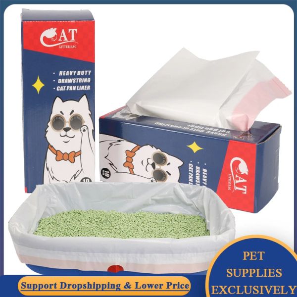 Ev kırıcı 10pcs/kutu gözyaşı bedava kedi çanta kum torbaları Pet kedi tuvalet havzası astar çöp/çöp torbası hijyen elastik yavru kedi sandbox kese