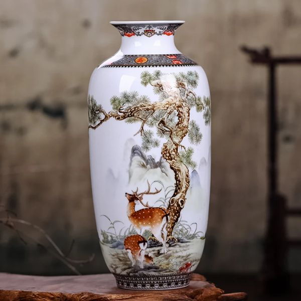 Film Vaso in ceramica Jingdezhen Vasi tradizionali cinesi vintage Decorazione domestica Vaso per animali Manufatti per l'arredamento con superficie liscia e fine