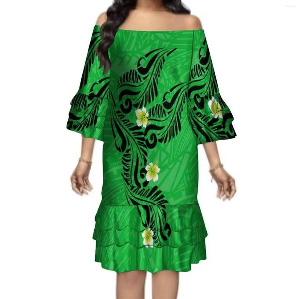 Partykleider Polynesian Print Kurzarmkleid Hochwertige Damen Bankett Hawaiianischer Stil Sommer 2024 Stilvoller eleganter Strand