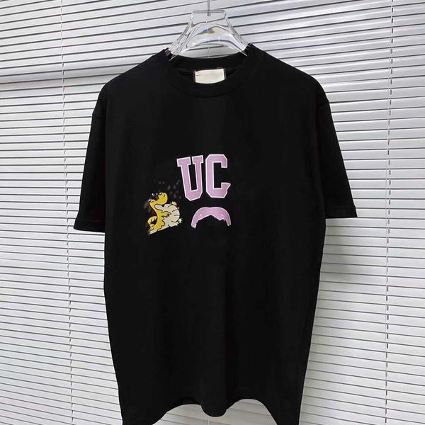 GU Correct High Version 24SS New Little Flying Dragon T-shirt corta con collo rotondo stampato con lettera unisex