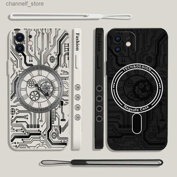 Capas de telefone celular Retro Gear Clock Placa de circuito Caixa de telefone para Oneplus Nord 3 2 9R 9 8T 8 7 7T Pro 6 5G Capa de silicone líquido com alça de mãoY240325