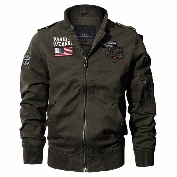 nuova primavera stile militare Airborne Pilot Jacket Men Giacca di volo tattico Autunno US Flag Air Force Moto Outwear Cott D1Xu #