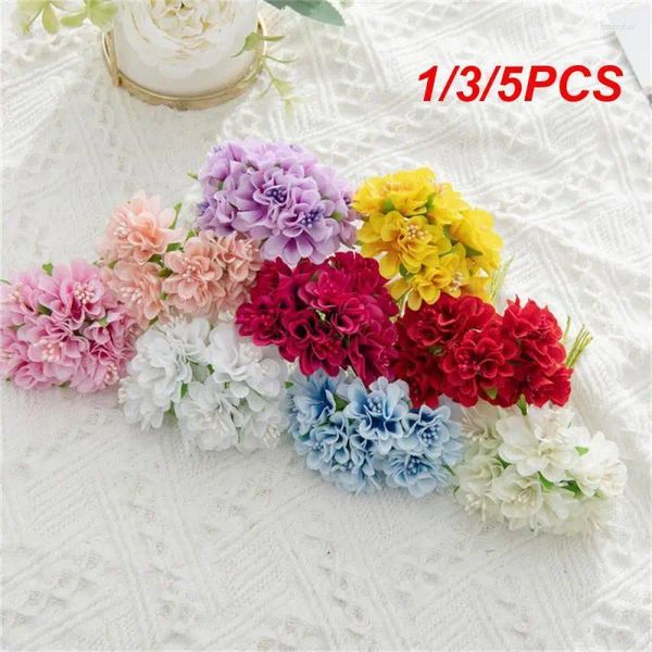 Flores decorativas 1/3/5pcs cabeças de seda artificial cravo scrapbooking grinaldas caixa de presentes decoração de natal para casa