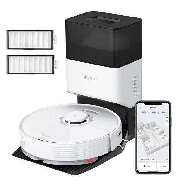 Roborock Q7 Max+ Roboterstaubsauger und waschbarer Filter im Paket, Weiß