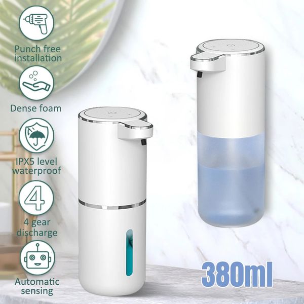 380ml Beyaz Otomatik Köpük Sabunu Dispenser Akıllı Köpük Makinesi Kızılötesi Endüktif Sıvı Sabun Dispenser Pompası El Saniter 240313