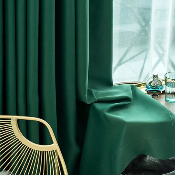 Cortinas bileehom sólido verde físico blackout cortinas térmicas para sala de estar cozinha porta terraço janela casa personalizar