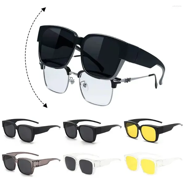 Солнцезащитные очки для женщин и мужчин, солнцезащитные очки, которые можно носить поверх других поляризованных солнцезащитных очков квадратного оттенка с запахом