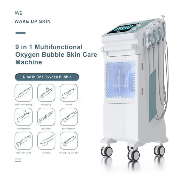 Profissional 9 em 1 hydra dermoabrasão facial cuidados com a pele aqua peel oxigênio bolha rejuvenescimento da pele máquina de beleza para salão spa