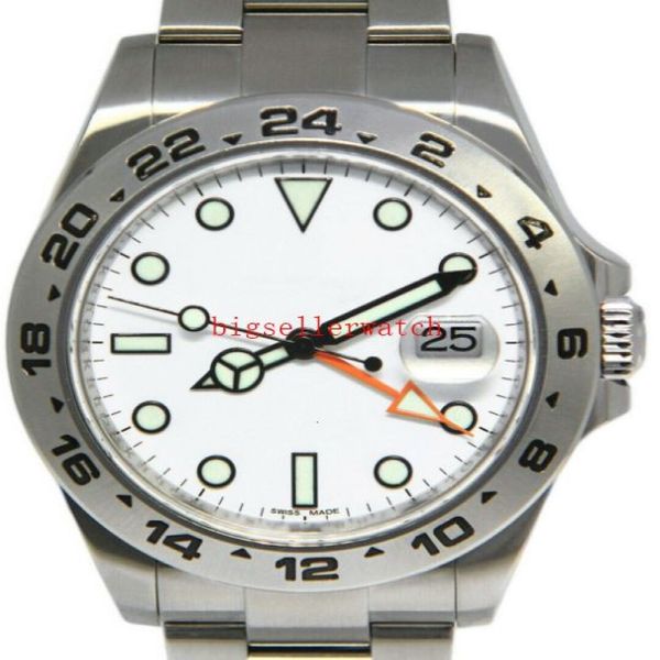 Relógio masculino de luxo mais vendido 42mm Explorer II 216570 aço inoxidável mostrador branco data 42mm relógio masculino automático original Box200h