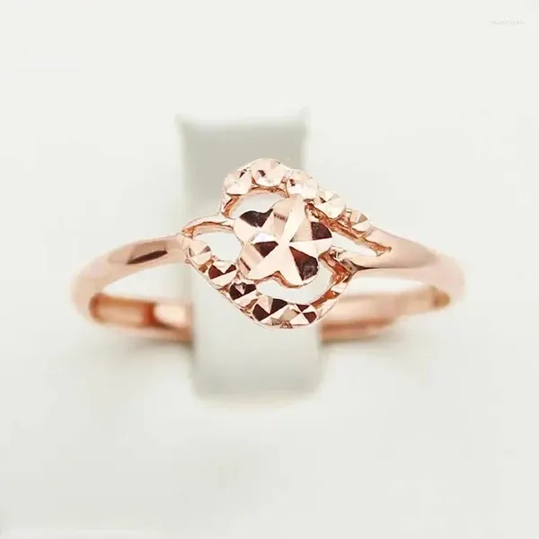 Cluster anéis charme 585 roxo banhado a ouro 14k rosa flor fresca noivado para mulheres luz luxo romântico jóias namorada