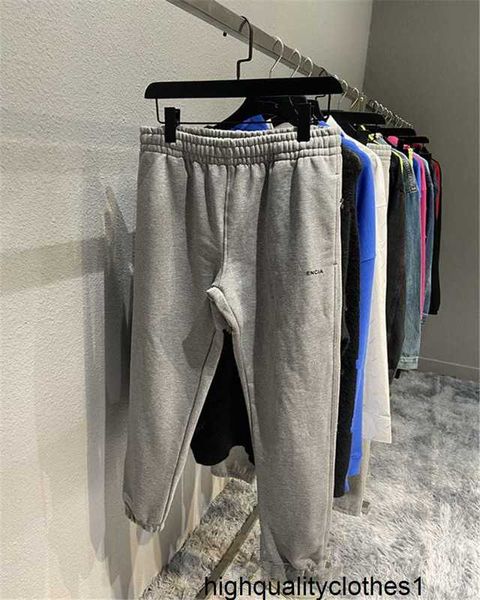 Designer Alta versione 21 autunno e inverno lettera stampata sul davanti tessitura personalizzata e tintura paio di pantaloni con rilegatura del piede in spugna YWQ9