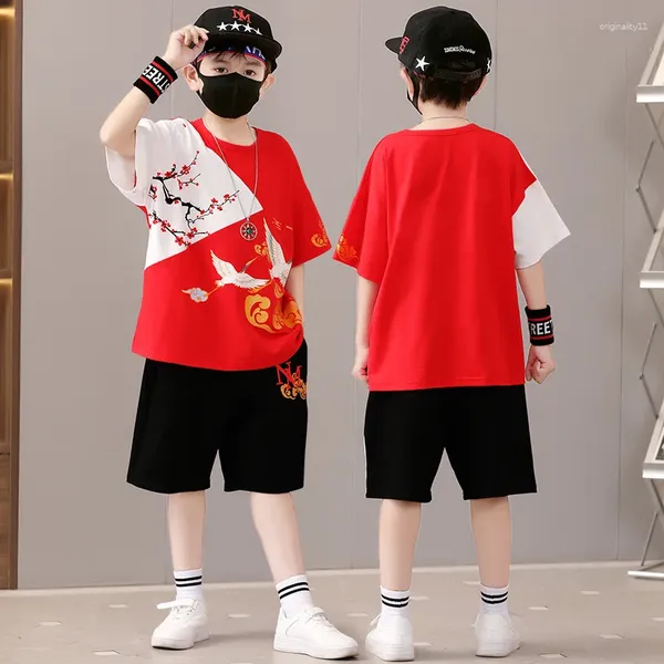 Set di abbigliamento 2 pezzi Bambini Estate Ragazzi T-shirt a maniche corte Pantaloni Tuta casual Abbigliamento per bambini per la scuola Tuta sportiva