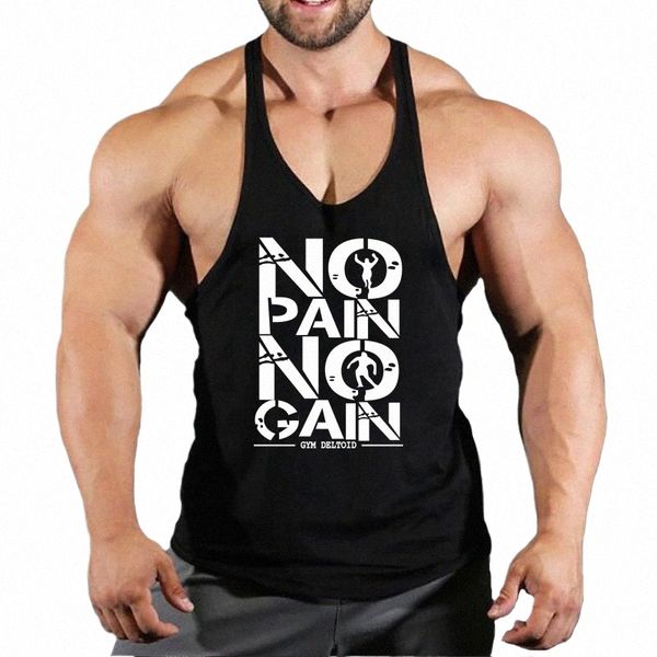 No Pain No Gain Gym Tank Top Männer Fitn Kleidung Mann Bodybuilding Tank Tops Sommer Gym Kleidung für Männer Sleevel Weste Hemd r6vO #