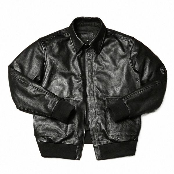 alfaiate Brando American Vintage A2 Aviator Jacket Head Layer Oil Waxed Cowhide Leather Workwear Jacket s7wr #