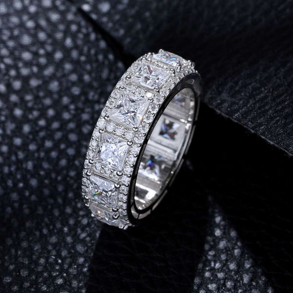 Hailer Joyas Square Stone Designs Sterling Sier Halo Weddings Men Band Moissanite Anello da uomo