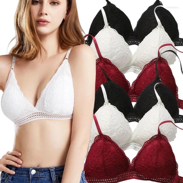 BHs Stickerei Hohl Spitze BH Crop Top Dreieck Tasse Nahtlose Fitness Yoga Sport Unterwäsche Atmungsaktive Push Up Bralette