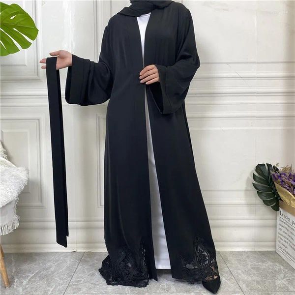 Roupas étnicas Abertas Abaya Mulheres Roupas Lace Bordado Design Muçulmano Moda Kimono Longo Kaftan Islam Dubai Vestidos para Noite Ramadã