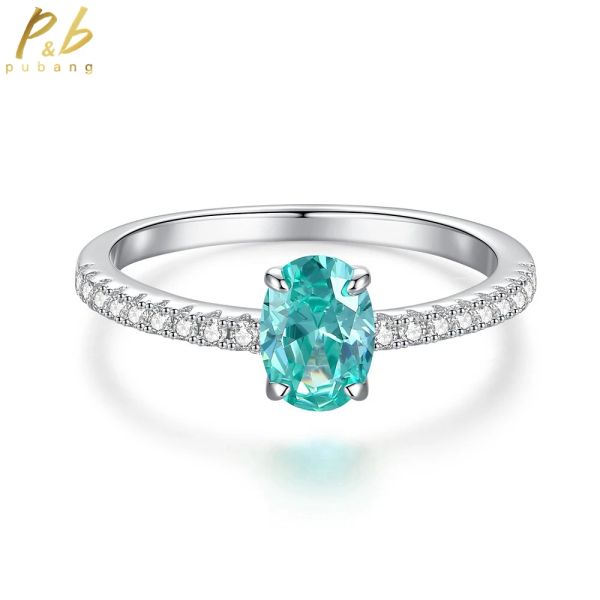 Кольца Pubang Fine Jewelry Oval Gem Diamond Ring Solid 925 Серебряное серебро Создано Moissanite for Women Anniversary Gifts Бесплатная доставка