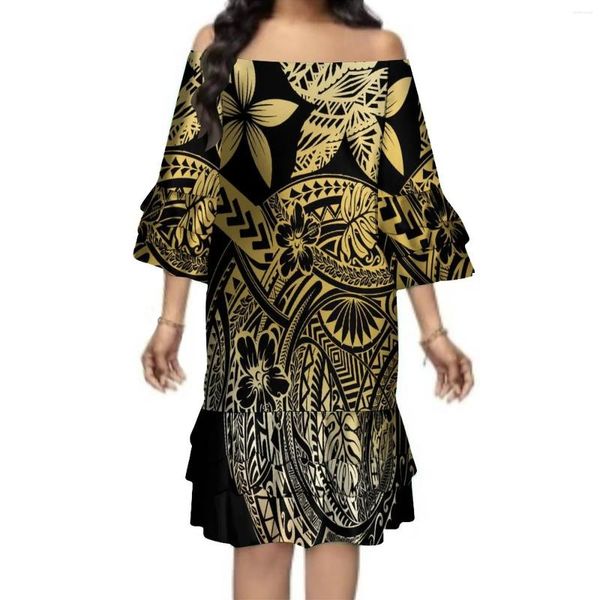 Partykleider 2024 Pletasi Double Split Eleganter Stil Kleid V-Ausschnitt Bankett Hochwertiger Stoff Polynesian Custom Sommer