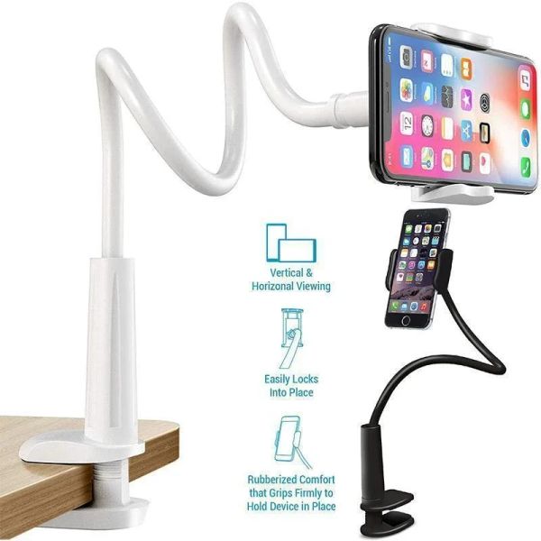 Raflar 75cm/80cm 360 Klip Cep Telefonu Tutucu Stand Taşınabilir Esnek Tembel Yatak Masaüstü Montaj Bracket Akıllı Telefon Standı