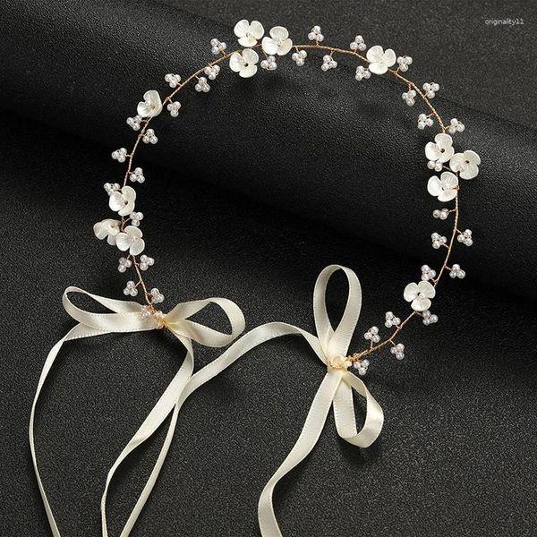 Acessórios de cabelo nupcial ouro/prata cor flor fita hairband bandana feminino headpiece jóias de casamento