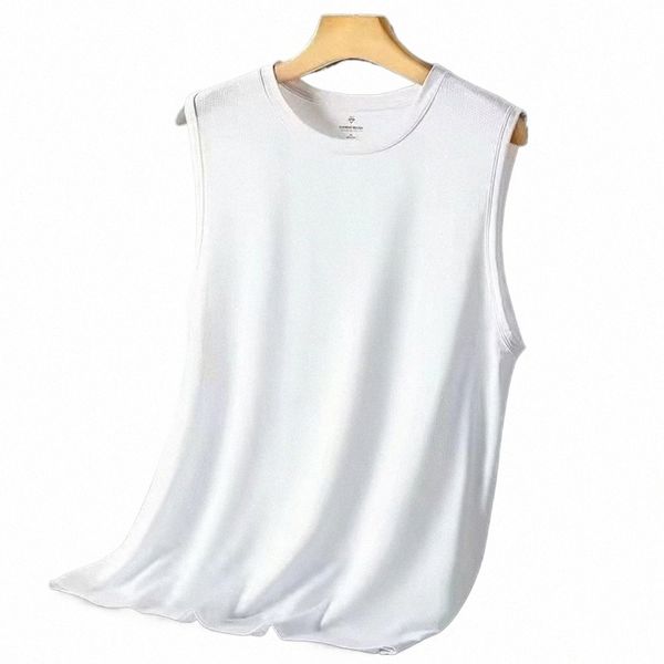HPT Mens O-pescoço Respirável Sleevel Camisetas Meninos Confortáveis ​​Esticados Undershirts Ice Silk Sports Vest Tank Tops Beachwear t4E2 #