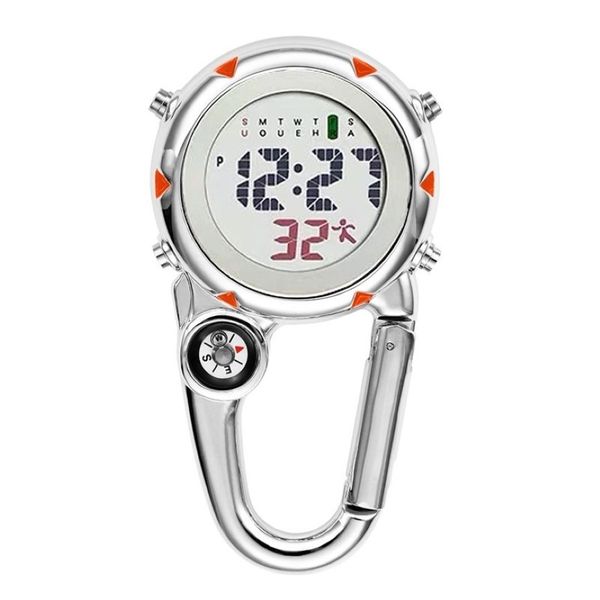 Цифровой карабин с зажимом, спортивные часы с крючком, подарок для больницы, электронные светящиеся многофункциональные часы FOB для медсестры, спортивные часы на открытом воздухе LJ2012410