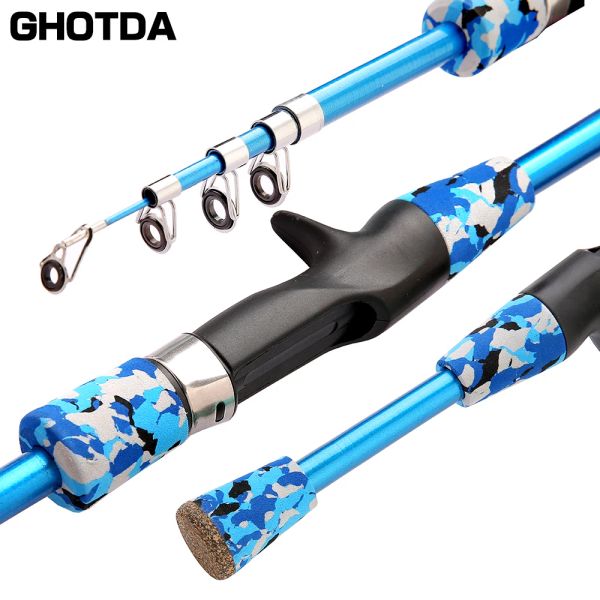 Varas GHOTDA Varas de pesca de fibra de carbono 1.3M 1.5M 1.8M Spinning / Fundição Pólos de pesca Mini Pólo de isca curta