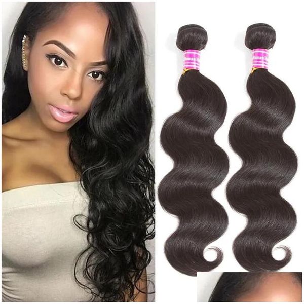 Capelli umani intreccia cakefastyle estensioni delle onde del corpo malese naturale nere naturale non trasformata bundle virginiche indiane brasiliane drop dhduv