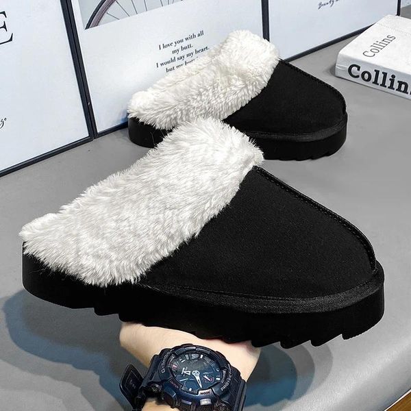 Hausschuhe Fujeak Paar Mode Baumwolle Warme Anti-Rutsch-Pelz Herrenschuhe Plus Größe Lässige Leichte Unisex-Schuhe Wanderschuh