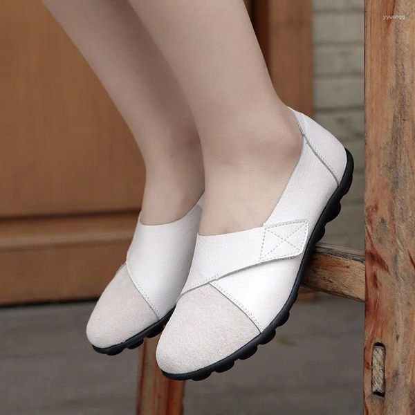 Casual Scarpe Plus Size Appartamenti Delle Signore Per Le Donne 2024 Morbido Genuino Mocassino In Pelle Gancio per Barca Loop Mocasines De Mujer Chaussure Femme