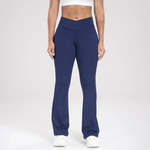 Aktive Hose Yoga Flare Leg Long für Frauen mittleren Alters Mädchen mit Tasche Crossover Flared Workout Gym Leggings Sport Fitness