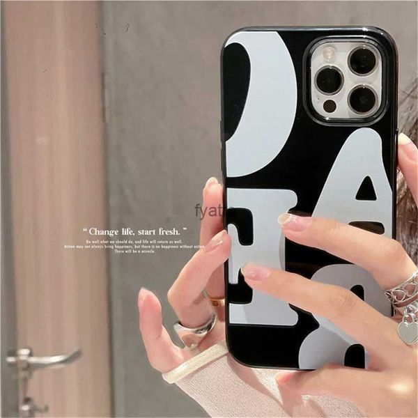 Handyfälle Koreaner einfacher Buchstaben Art Vintage Telefon Hülle für iPhone 14 13 11 Pro Max Mini X XR 7 8 plus SE Cut Schockfeste Soft Cover Funda H240326