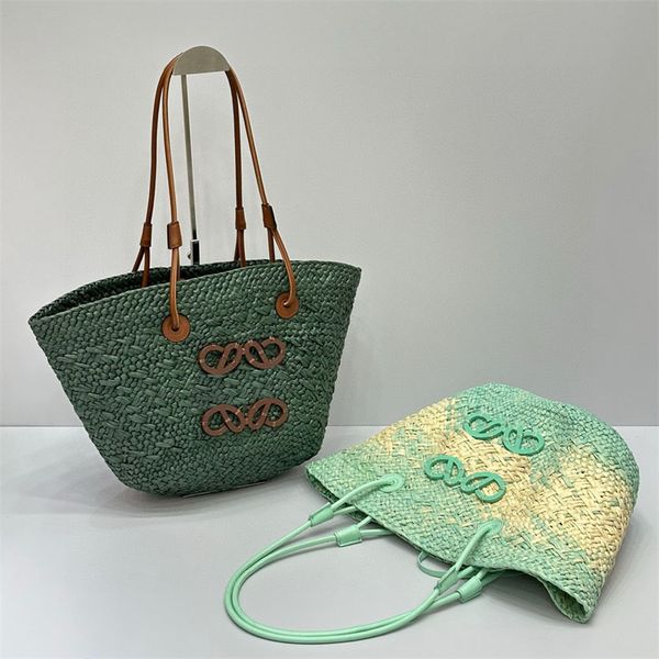 Crochê Tricô Malha Palha Sacos De Grama Verde Moda Verão Grande HOBO Estilo Boêmio Praia Alça Bolsa Mulheres Designer Totes Ombro Grande Saco De Malha