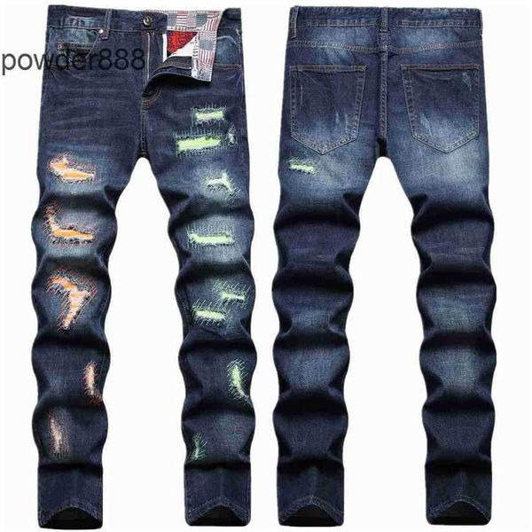2024 Nuova gamba dritta per uomo Designer Hip Hop Moda Pantaloni da uomo Jeans Pantaloni in denim fresco da moto viola di alta qualità LFHR