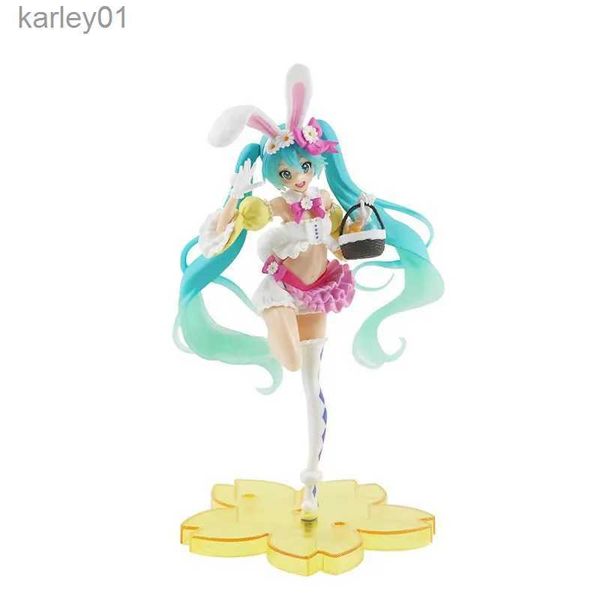 Anime manga 22cm anime şapka miku sevimli kız kaii pvc model bebek figürleri tavşan kulakları koleksiyon süsler Noel oyuncaklar kız hediyeleri yq240325