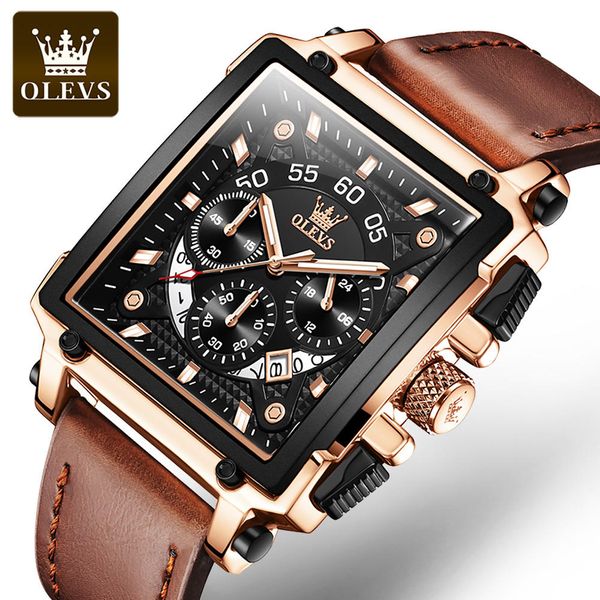 olevs 9919 logo personalizzato regali in pietra orologi sportivi digitali impermeabili cinturino in pelle di lusso orologi da polso da uomo orologio da polso al quarzo classico della moda