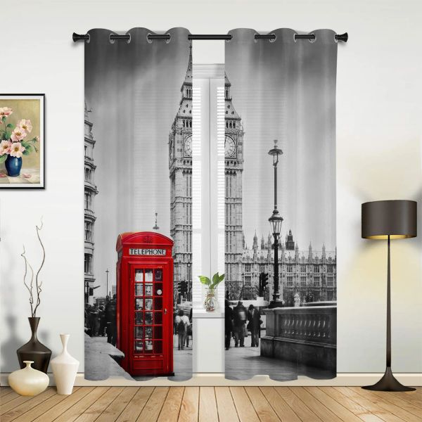 Cortinas torre de londres, reino unido, big ben, para quarto, sala de estar, cozinha, quarto infantil, janela, decoração moderna para casa