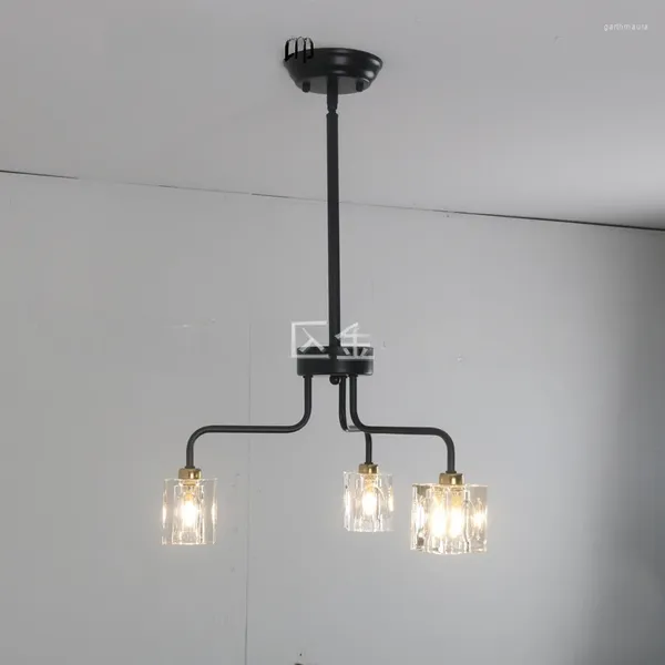 Lampadari Lampadario da soggiorno in cristallo americano Lampadario minimalista europeo creativo in ferro Arte Camera da letto Sala da pranzo a forma di ramo