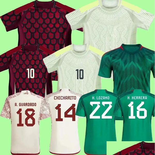 Camisas de futebol 2024 México Chicharito Mens 22 23 H. Lozano A. Guardado Home Away Training Wear R. Jimenez Seleção Nacional Futebol Shi Otegi