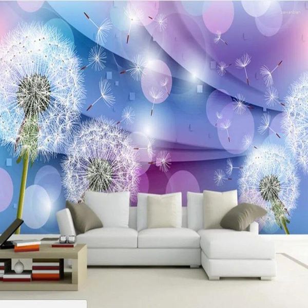 Wallpapers Wellyu personalizado grande - escala murais quente romântico dandelion 3d sala de estar tv fundo pinturas de parede não tecido papel de parede