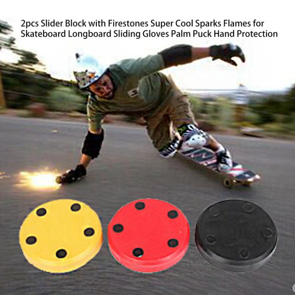 Board Slider Block mit Feuersteinen Super coole Funken Flammen für Skateboard -Longboard -Schiebethandschuhe Palm Puck Handschutzhandschuh